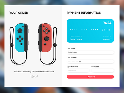 Daily UI #002 Credit Card Checkout 002 credit card form dailyui dailyui 002 design nintendo nintendo switch payment ui ui ux design ux ux designer web website