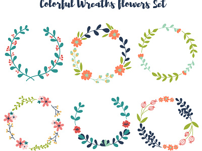 Collection of flora Wreaths collection design flowers hand concept handdrawn vector wreaths