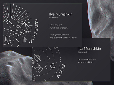 Business card business card cosmonaut design earth illustration space typogaphy