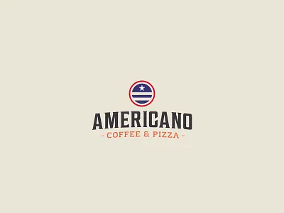 Americano COFFEE&PIZZA 2019 americano azerbaijan blue coffee design grey logo orange pizza red star vector white