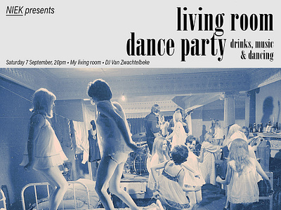 Living room dance party birthday dance invitation livingroom party vintage