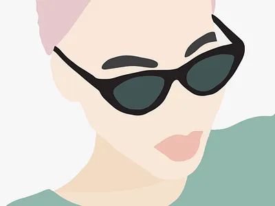 Girl with sunglasses fashion flat graphical illustration poster vector wall art