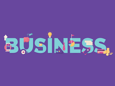 Business 2d business design flat idea illustration inspiration investments startup stock type typography vector word word art