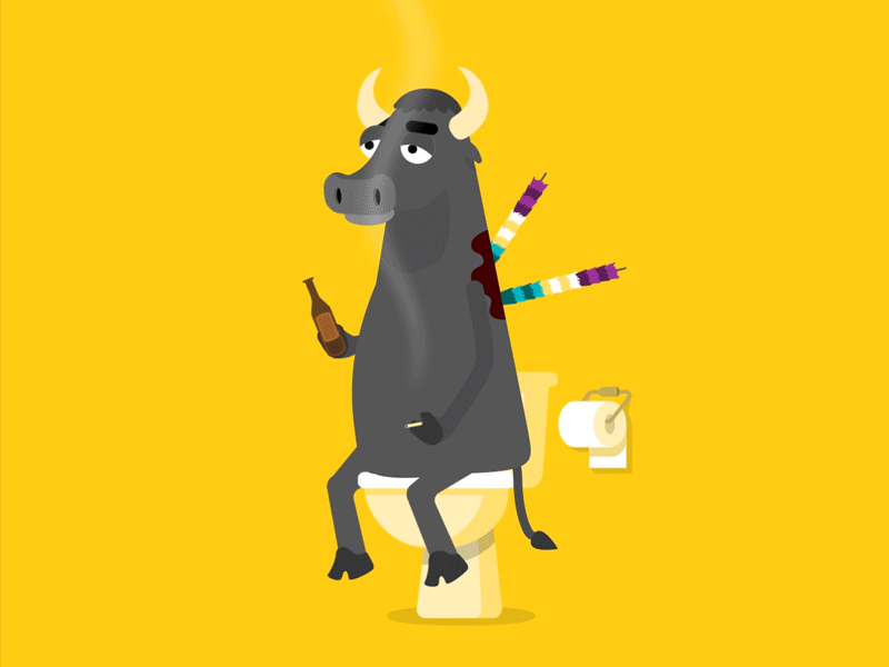 Bullshit after effects bull character illustration loop