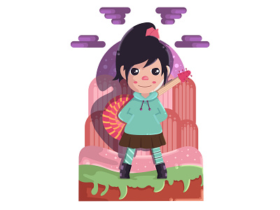 vanellope von schweetz animation art artwork childrenillustration colorful art cute art design flat icon illustration vector