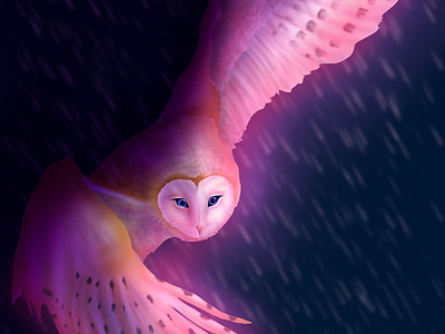 Instict night character design conceptual design digital illustration digital painting dribbbleworld editorial design fantastic fly illustration landscape magic nature nature illustration neon owl procreate rain sky web illustration wild