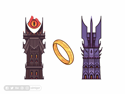 The Two Towers art badge barad dur bilbo design eye eye of sauron frodo gandalf hobbits illustration lotr mordor nazgul outline ring sauron shire the eye of sauron the two towers