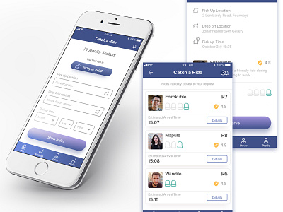 Catch a Ride app carsharing gradient rides ridesharing ui