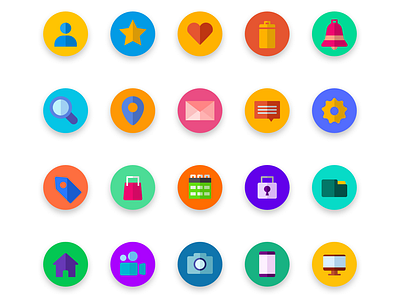 Colorful Round Icons for UI beautiful icons colored icons colorful icons design flat icon design flat icons icon iconographer iconography icons for ui icons pack icons set interface icons location icon round colorful icons round icons ui icons user interface icons
