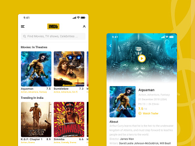 IMDb Movies & News app cinema concept design imdb ios iphonex mobile movies search ui ux