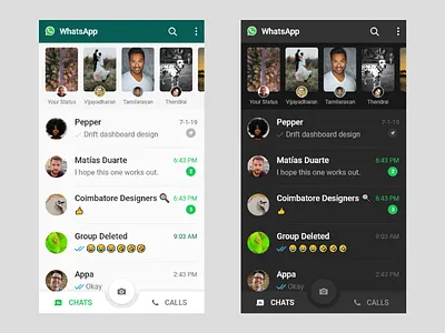 Whatsapp UI android dark mode redesign ui ui design whatsapp
