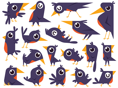 Birds Doodle animal birds cartoon characters children clipart cute doodle flat funny geometric illustration kids mascot nature pigeon sparrow sweet woodland woodpecker
