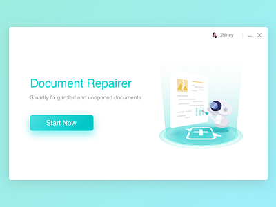 Document Repairer computer design illustration login page product robot template ui