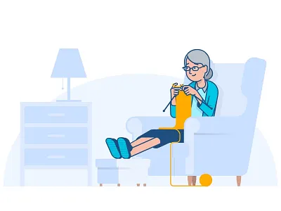 Chilling grandmother character design design illustration vector