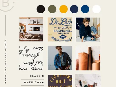American Native Client Moodboard brand branding client client work color inspiration inspo leather lifestyle moodboard type