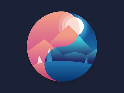 Yin Yang blue bright chill dark design icon illustration illustration a day illustrator minimal moon night rebound simple summer sun vector warm winter