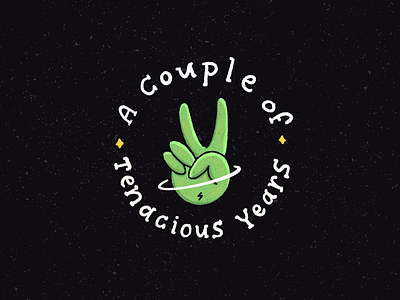 2 Years of Freelancing alien badge black freelance lettering planet space star texture