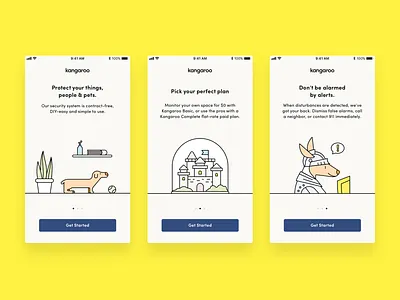 Kangaroo Onboarding castle dog illustration intro kangaroo knight onboarding yellow