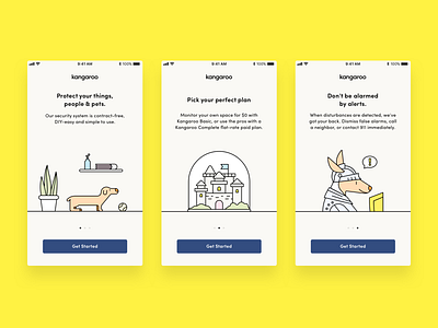 Kangaroo Onboarding castle dog illustration intro kangaroo knight onboarding yellow