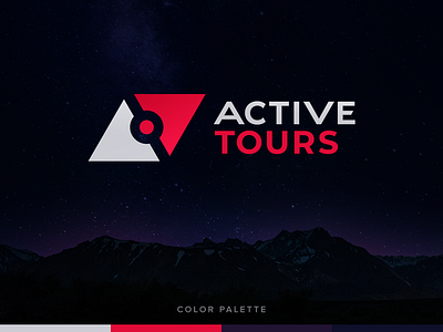 Active Tours Logo blue branding color design logo logotype red travel typography vector