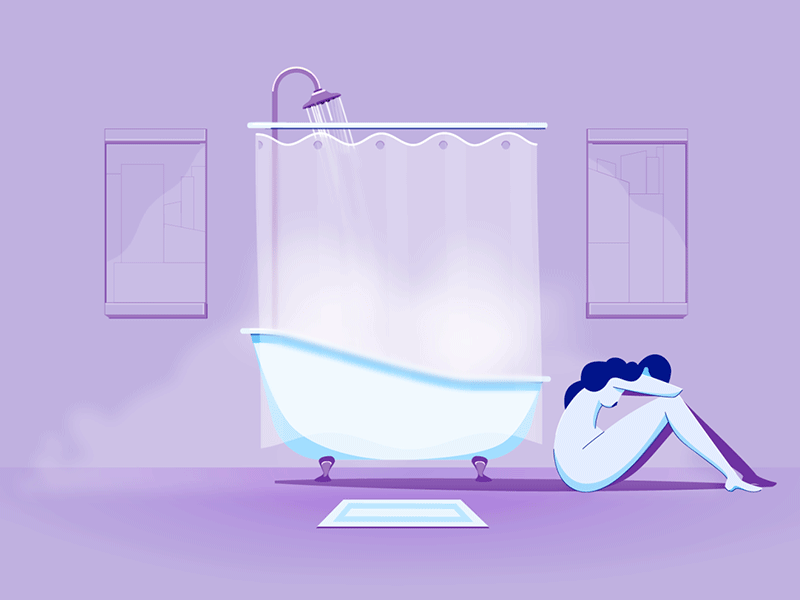 The Breakup adobe draw animation apple pencil bathtub breakup cry crying design gif girl illustration illustrator love motion shower steam woman