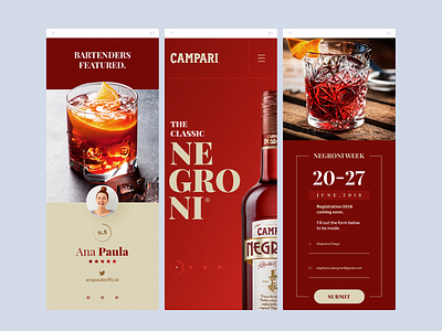 Campari Negroni - Mobile adobe art director behance campari dailyinspiration design dibbble dribbble drink flat graphic interface layout negroni ui ux ux ui design web web design webdesign