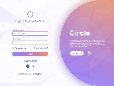 Circle Login Page Design circle circle design circle logo log in login page login page design login screen sign in sign in login sign up sing in page web app web deisgn