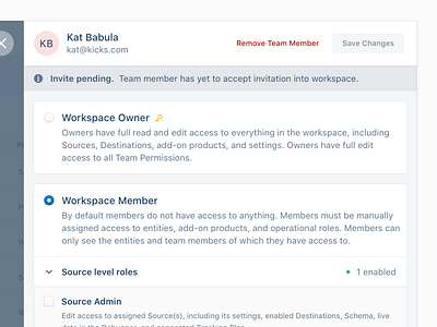 Team Permissions - invite pending app permissions ui