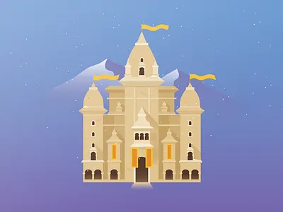 Nepal ❄️ blue building castle gradient illustration mountains overwatch pastel purple snow temple