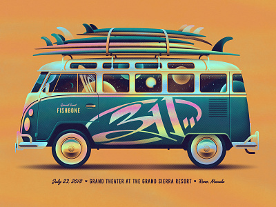 FREE Rock Poster Design Class 311 bus dan kuhlken dkng dkng studios nathan goldman poster screen print silkscreen skillshare space surfboard vector volkswagon vw bus vw van