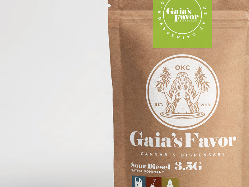 Example of Gaia's Favor Cannabis Dispensary (Mock Packaging)