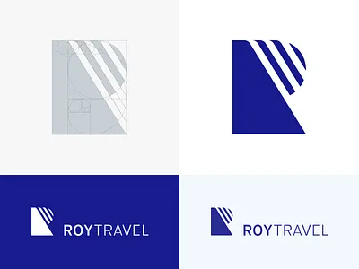 Roy Travel - Logo brand identity designer branding color palette golden ratio grid logo logo monogram r logo roy travel travel logo
