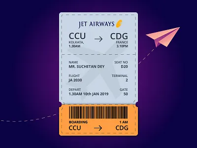24th design for #dailyui #024 Boarding Pass adobe illustrator boarding pass creative design dailyui design illustration ui vector