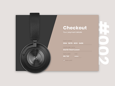 Daily UI #002 / Credit Card Checkout 002 black bo brown daily challange daily ui daily ui 002 design headset music sound ui