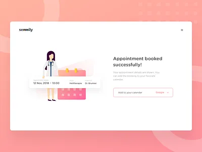 Doctor's appointment booking UI | Semmily appointment ui complete illustration complete state dashboard design doctor app doctor dashboard flat design flat ui illustration schedule ui web app web ui