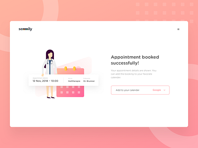 Doctor's appointment booking UI | Semmily appointment ui complete illustration complete state dashboard design doctor app doctor dashboard flat design flat ui illustration schedule ui web app web ui