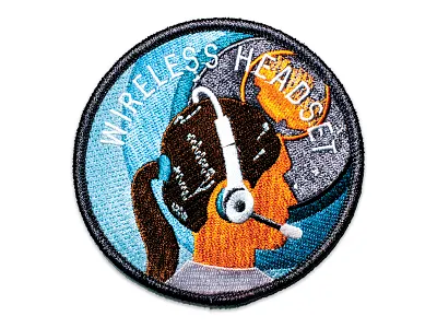 Space Badge Embroidery Wireless Headset girl headphones illustration patch pony tail space texture