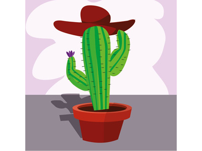 Mr cactus cactus cowboy hat flat illustration vector vector art vector artwork