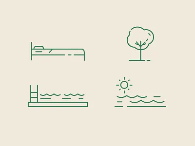 Icons for the identity - O Bungalow Guesthouse brand green icones identity summer