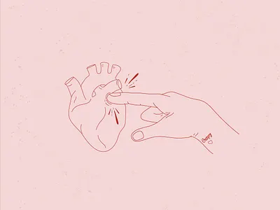 Touching hearts illustration line work more love pink red