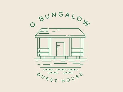 Logo for O Bungalow - Guesthouse in Aldeia Nova, Faro, Portugal brand and identity green guesthouse logo mark symbol icon
