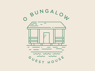 Logo for O Bungalow - Guesthouse in Aldeia Nova, Faro, Portugal brand and identity green guesthouse logo mark symbol icon