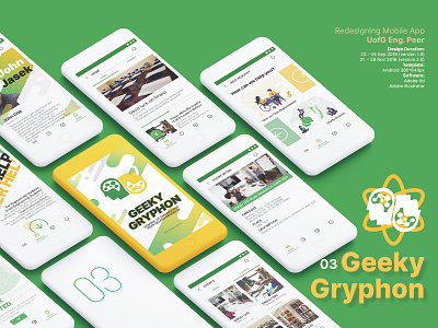 Geeky Gryphon app logo ui ux