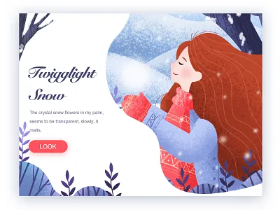 Twillight snow banner blue branding design exercise girl hand painted illustration illustration art promotion red button romantic snow solar terms ui web winter 插图 设计