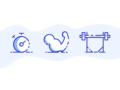 Gym icons 2 athlete barbell exercise fitness gym icon muscle powerlifting stop watch stopwatch