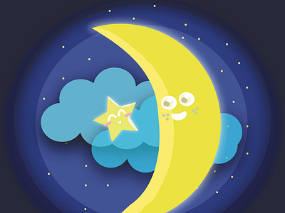 Moon & Star adobe illustrator adorable concept cute design illustration vector