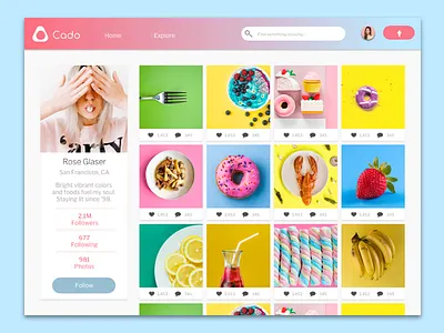 Daily UI challenge - Day 07 07 app branding daily ui design flat food app gradient icon photo app social app ui ux web website