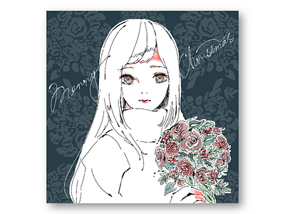 Christmas Bouquet botanical art design girl girl illustration illustration web