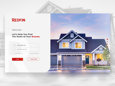 Redfin App Login for Tablet illustrator log in photoshop property real estate redfin seattle ui ui challenge ux ux challenge