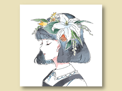 icon-florist botanical art face florist flower girl icon illustration